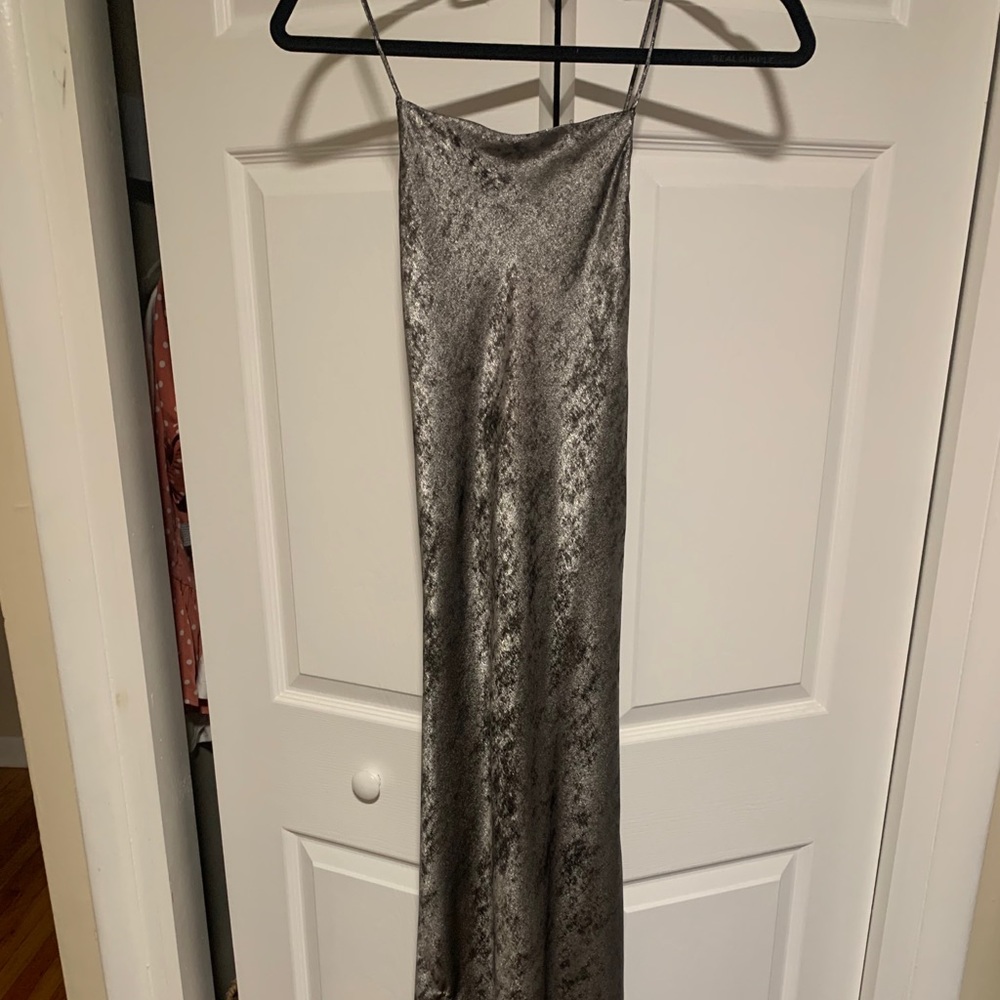 ZARA Silver Metallic Slip Dress **long**